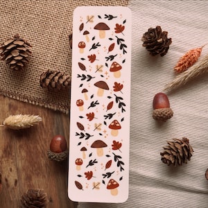 Marcapáginas con diseño de bosque otoñal acogedor - Marcapáginas laminado de doble cara - Lindo marcapáginas de planificador - Lindo material de papelería - Marcapáginas Cottagecore