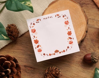 Autumnal Cottagecore Memopad - Self adhesive memo sheets - Cozy Fall notepad for Journaling Cute Autumn Stationery