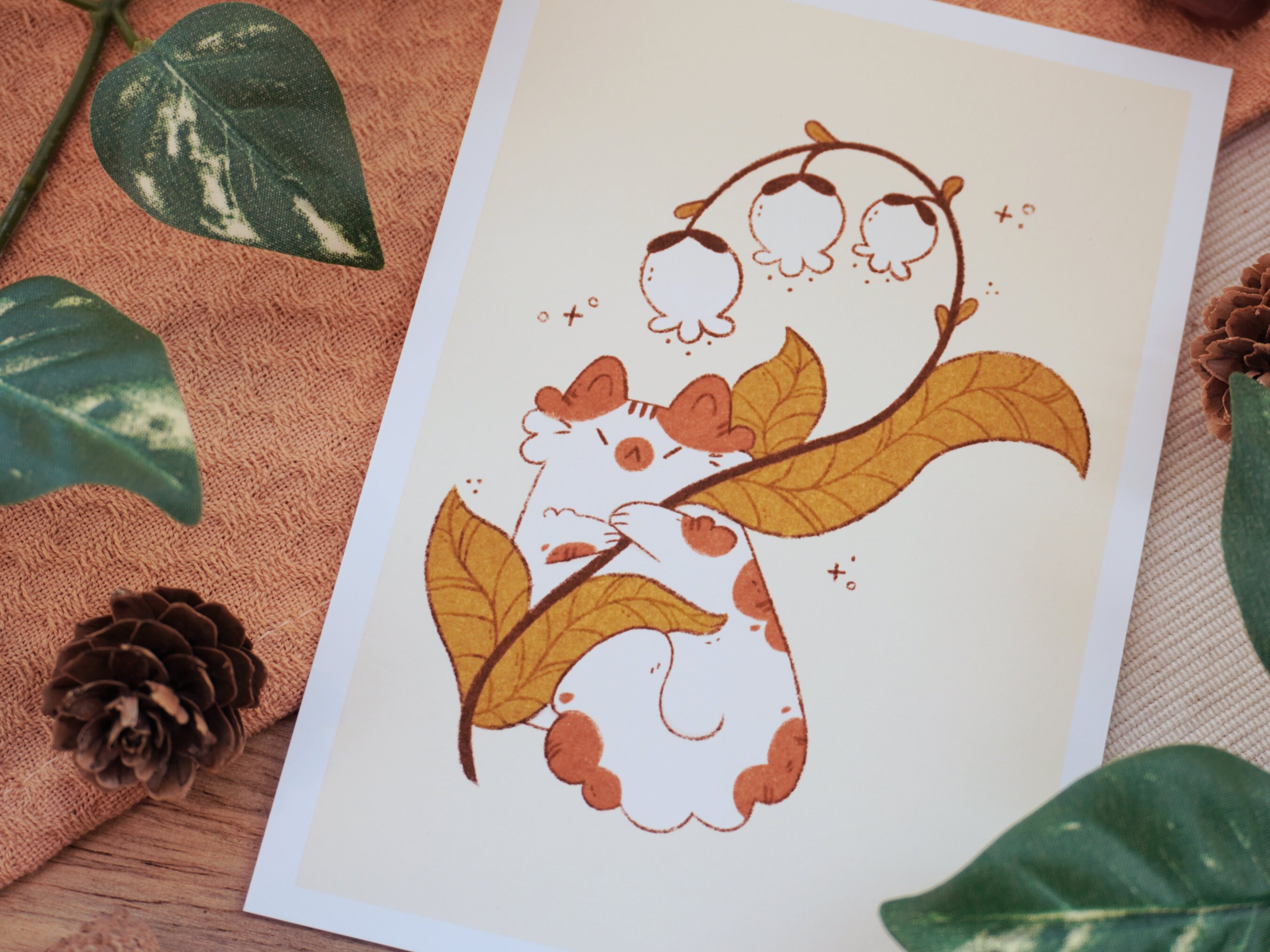 Lily of the Valley Cat Art Print - A6 Print - Cat Illustration - Cute ...
