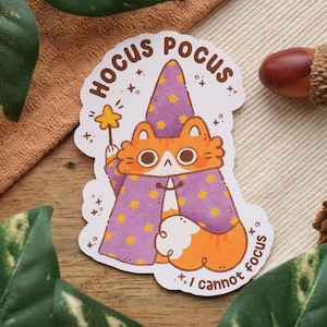 Wizard Cat Sticker | Die-cut matte vinyl sticker - waterproof sticker - cute stickers - journaling stickers - cottagecore stickers