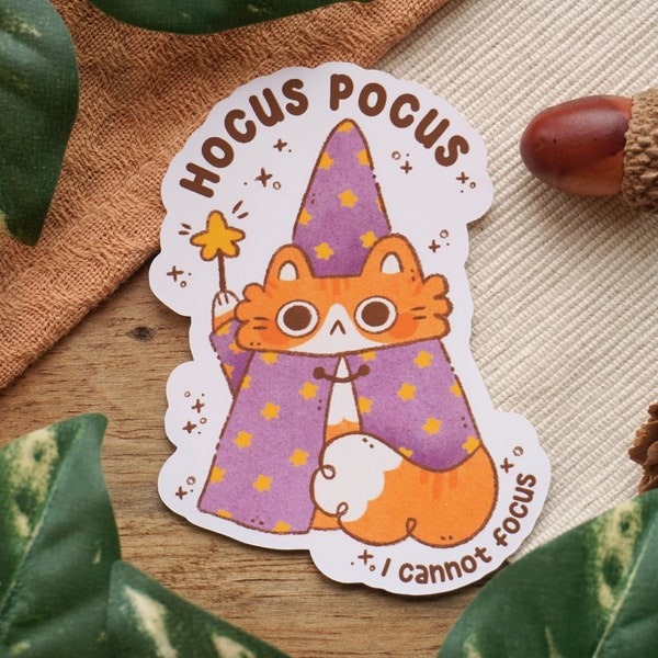 Wizard Cat Sticker | Die-cut matte vinyl sticker - waterproof sticker - cute stickers - journaling stickers - cottagecore stickers