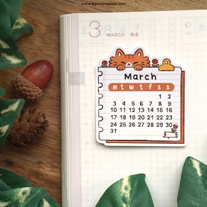 Naklejki kalendarza miesięcznego 2025 | 12 mini naklejek, naklejki do dziennika Bullet Journal Planner Scrapbook Diary, uroczy zestaw Bullet Journal Hobonichi Cat
