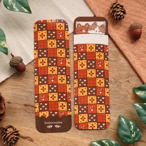 Cozy Cats Quilt Bookmark - Autumnal Bookmark for Fall Cottagecore Cat Reading Perfect Gift for Readers and Bookworms