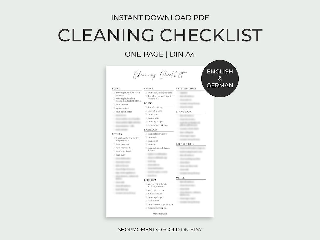House Cleaning Checklist, Filled Out, Thorough Monthly, Quarterly ...
