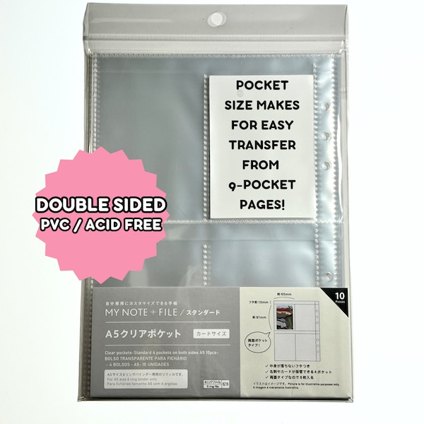 RESTOCKED! A5 Kpop Photocard Binder Inserts (10) 4 Pocket Double-Sided Refill Pages / PVC Acid Free / Fits Dragon Shield + Ultra Pro Sleeves