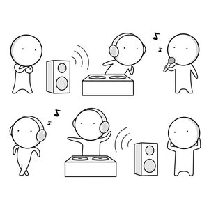 Ensemble d'icônes sur les DJ et les discothèques