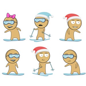 Clipart sur les sports d’hiver, le snowboard et le ski