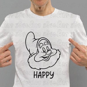 Snow White Svg, Happy Svg, Snow White and Seven Dwarfs Svg, Seven Dwarfs Svg, Happy Dwarfs Svg, 7 Dwarfs Vectorel Digital Download, Happy