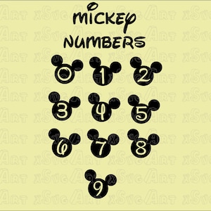 Mickey Head Numbers SVG Instant Digital Download, Mickey Ears Number Svg Files for cricut, Silhouette Mickey Mouse Numbers, Numbers mouse
