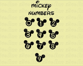 Numéros Mickey Mouse SVG, fichiers Cricut Silhouette (téléchargement numérique)