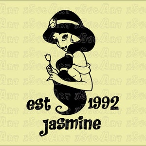 Princess Jasmine Svg, Jasmine Silhouette, Princess Cartoon Svg, Princess Digital Printable Svg File, Png, Jpg, Ai, Pdf, Eps, Jasmine Vector