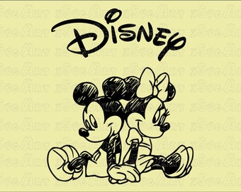 Mickey and Minnie Mouse SVG File, Vector Design (Digital Download)