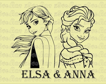 Elsa y Anna Svg, Frozen Sisters Svg, Elsa & Anna Cut Files, Frozen Clipart Free Svg, Frozen Svg Sister, Svg Design, Instant Download Svg