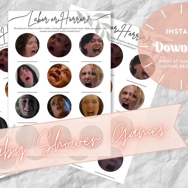 Labor or Horror Baby Shower Game Etsy