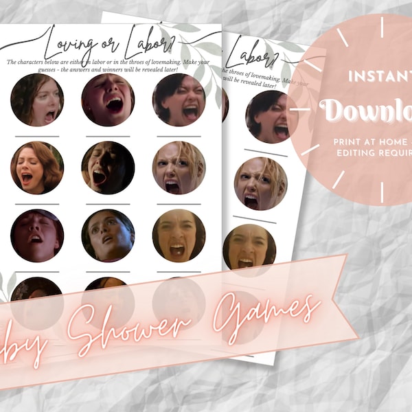 Labor or Horror Baby Shower Game Etsy