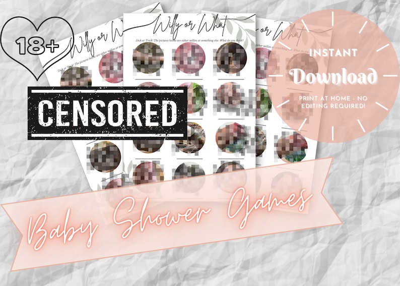 Willy or What Baby Shower Game, Printable Funny Rude Game, Instant