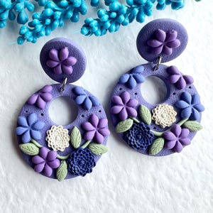 Flower Clay Earrings, Cute Botanical Dangles, Minimalist Floral Dangle Drops,  Polymer Clay Jewellery, Birthday Gift for Her Best Friend