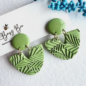 Clip On Floral Earrings, Non Pierced Statement Drop Dangle Earrings, Boho Style Polymer Clay, Geometric Earrings, Handmade Anniversary Gift