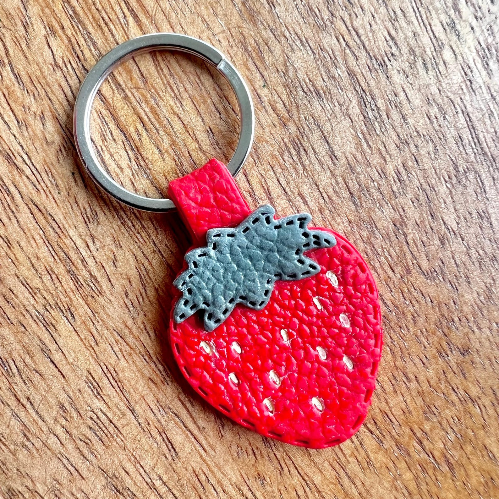 Faux Leather Effect Fruit Keychain: Handmade Polymer Clay Bag Charm - Etsy