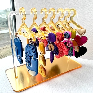 Earring Holder with Lucky Dip Dangle Stud Earrings, Earring Stand, Jewelry Display for Polymer Clay Earrings, Cute Mini Wardrobe Organiser