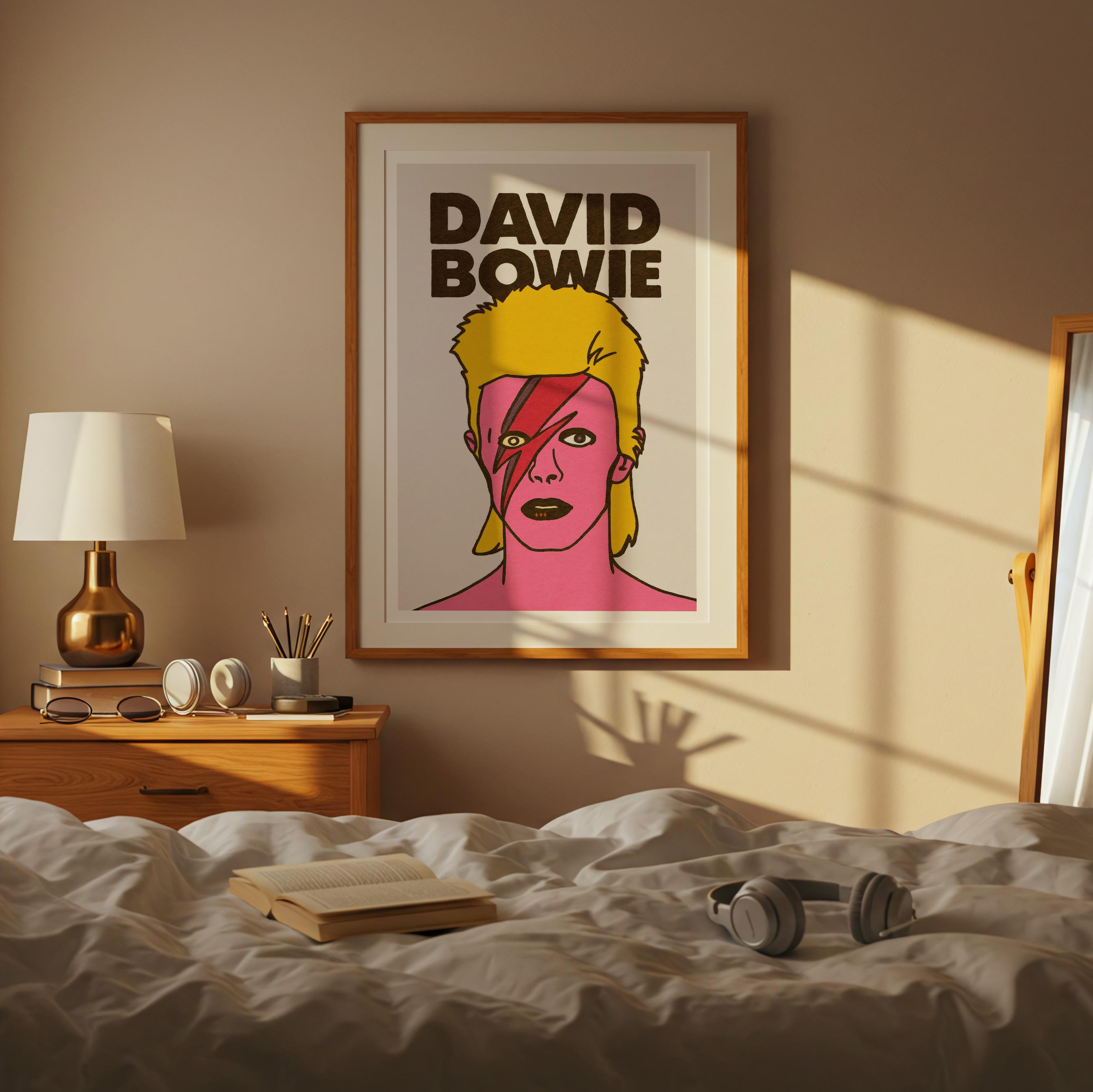 David Bowie Poster, Ziggy Stardust Art, Aladdin Sane Print, Retro