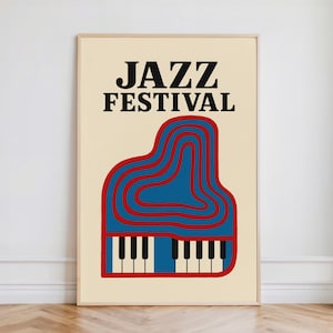 Poster di festival jazz / Stampa artistica da parete jazz vintage / Poster jazz per pianoforte / Stampa artistica di musica retrò / Regalo per gli amanti della musica