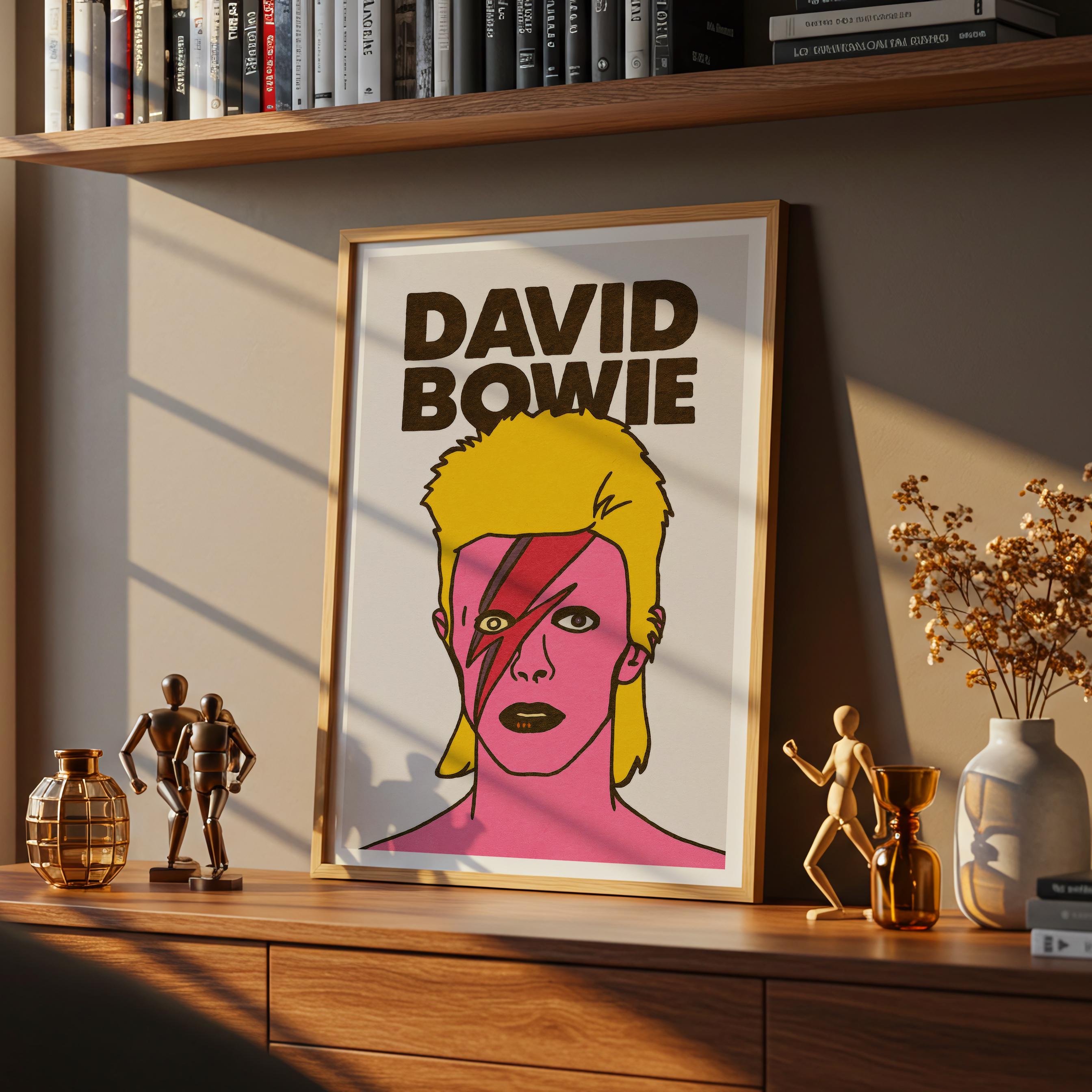 David Bowie Poster, Ziggy Stardust Art, Aladdin Sane Print, Retro