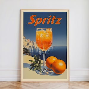 Póster de Aperol Spritz / Impresión vintage de Aperol Spritz / Arte mural de cócteles retro