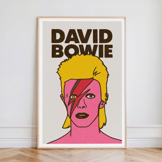 David Bowie Poster, Ziggy Stardust Art, Aladdin Sane Print, Retro