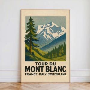 Tour du Mont Blanc Poster | French Alps Print | Mont Blanc Hiking Wall Art | Mont Blanc Trekking Decor