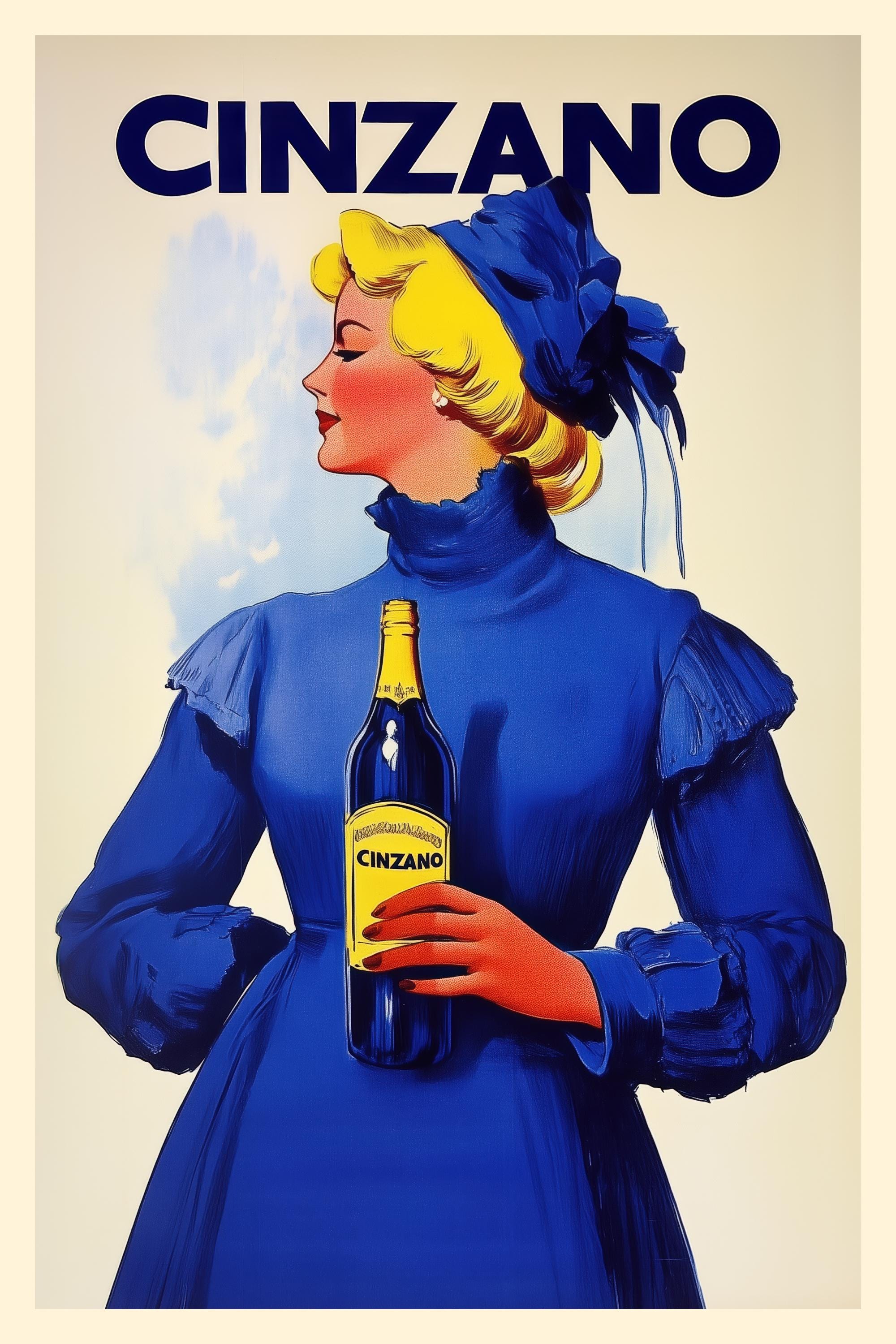 Vintage Cinzano Poster, Retro Italian Wall Art, Classic Liquor