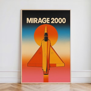 Mirage 2000 Poster | Retro Fighter Plane Print | Fighter Jet Wall Art | Military Plane Illustration