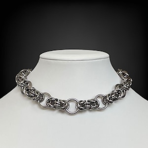 chainmail choker necklace, stainless steel