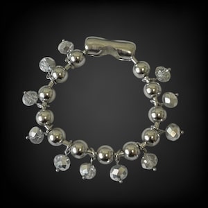 Giant ball chain bracelet with silver beads, stainless steel