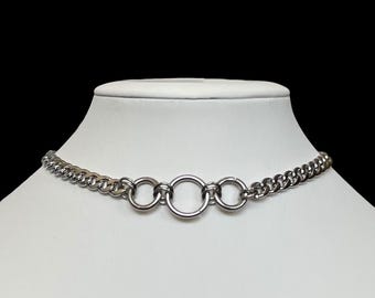 Handmade Stainless Steel Curb Chain Choker: Adjustable Waterproof Necklace