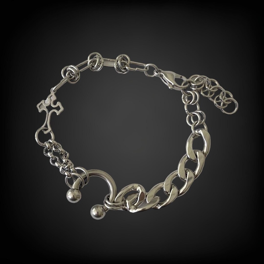 アクセサリー chigo Punk Pin Bracelet Cyber Punk Zipper Bracelet Fringe Chain Head Y2k Hip Hop