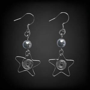 Swirl Star Earrings - stainless steel - grunge  punk y2k, dangle star earrings wire star gift stargirl rockstar unique