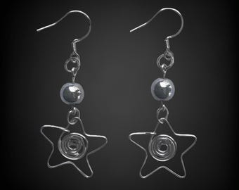 Handmade Swirl Star Earrings: Stainless Steel Y2K Dangle Earrings