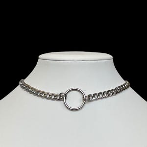 Stainless Steel O-Ring Choker: Grunge Goth Curb Chain Necklace
