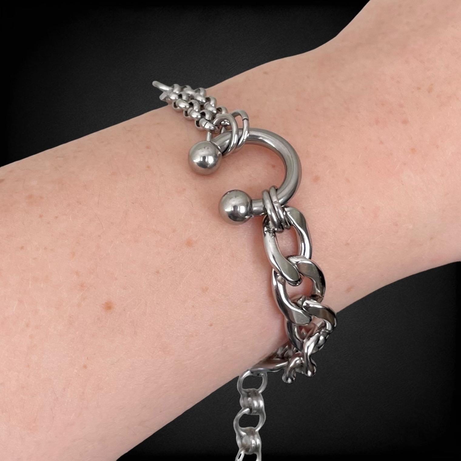 アクセサリー chigo Punk Pin Bracelet Cyber Punk Zipper Bracelet Fringe Chain Head Y2k Hip Hop