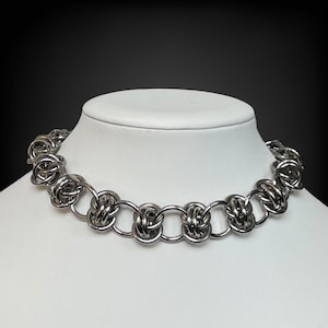 Chunky Stainless Steel Chainmail Choker: Alt Goth Necklace