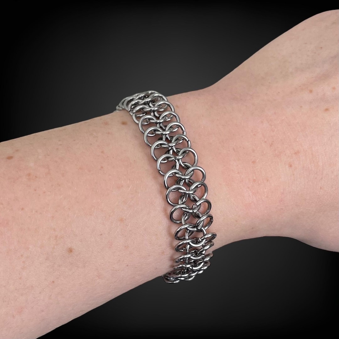 Handmade Stainless Steel Chainmail Bracelet: European 4-in-1 Design