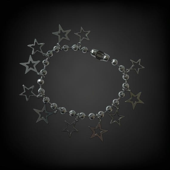 ブレスレット Star Ball Chain Bracelet #5931 Sterling Silver Star Bracelet, Silver Ball Beaded Chain