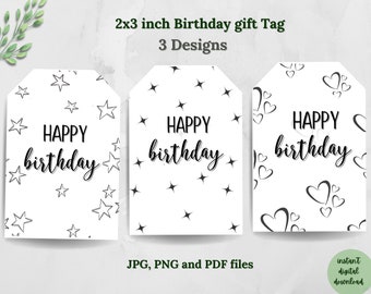 Birthday Gift Tags Birthday Printable Tags for Birthday 2x3 Birthday Gift Tags Birthday Printable Tags for Birthday 2x3