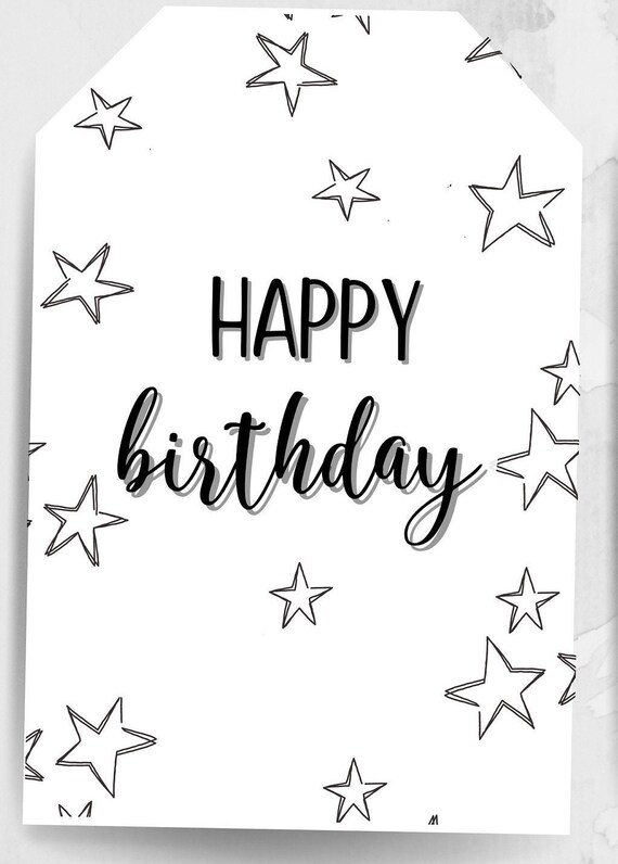 Black And White Printable Birthday Tags