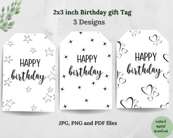 Birthday Gift Tags Birthday Printable Tags for Birthday 2x3 Birthday Gift Tags Birthday Printable Tags for Birthday 2x3