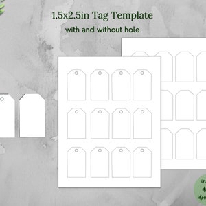 Plantilla de etiqueta digital imprimible 1.5x2.5 pulgadas / Plantilla de etiqueta en blanco / Etiquetas colgantes / Etiqueta DIY / Etiqueta de regalo / Etiqueta de agradecimiento / Plantilla de etiqueta de precio