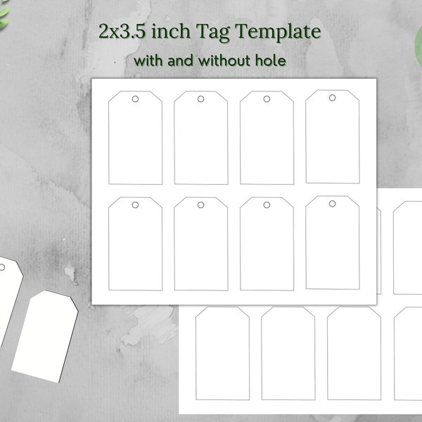 Printable digital tag template 2x3.5 inches | Blank Tag Template | Hang Tags | DIY tag | Gift tag | Thank you tag | Price tag template