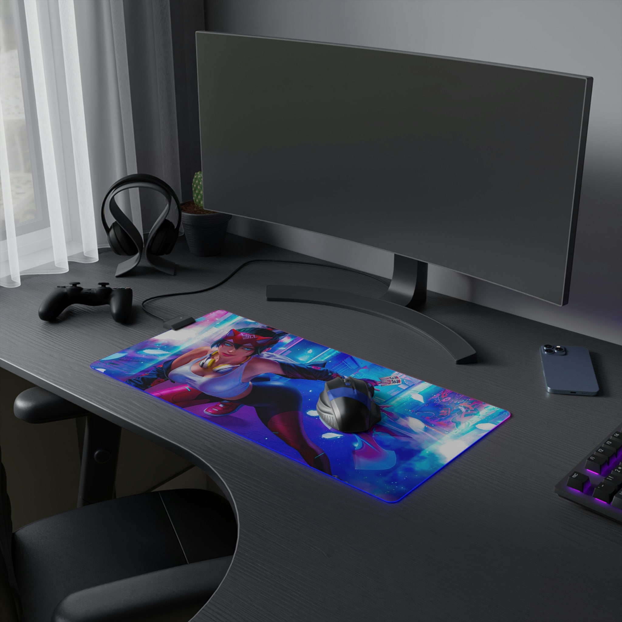Kiriko LED Mousepad, Gaming Mousepad, Video Game Mouse pad, Desk Mat, Gift For Gamer