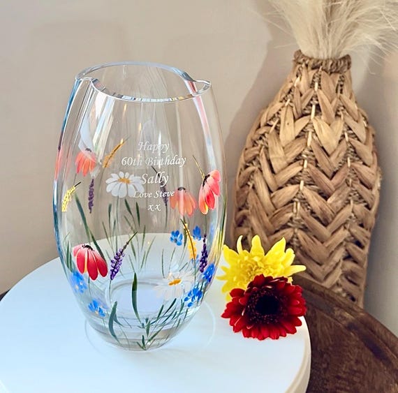 Engraved Meadow Roundish Vase - 20cm tall